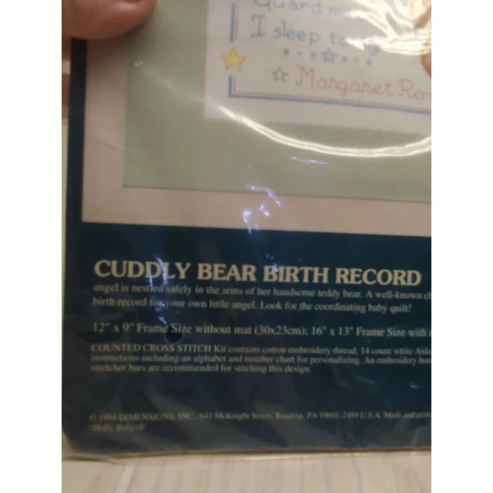 Sunset Cuddly Bear Birth Record Counted Cross Stitch Kit Ruth Morehead